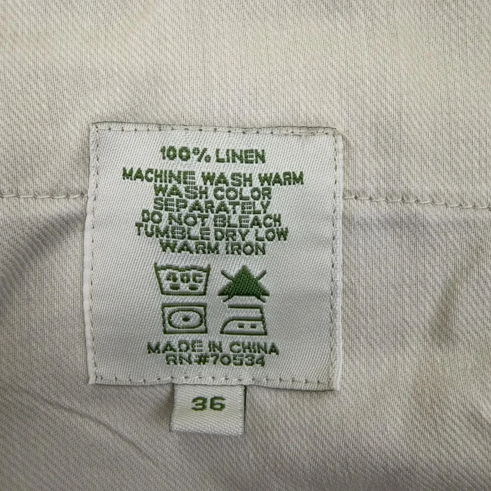 Orvis Pants Mens 36x28 Beige 100% Linen Pleated Dress Trousers Classic Fit